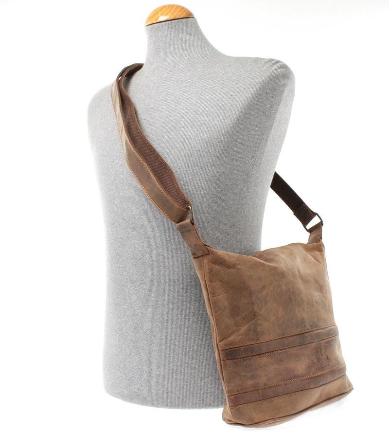 Leconi Umhängetasche Schultertasche Damentasche Ledertasche Leder vintage-braun LE3076 Exklusivangebot