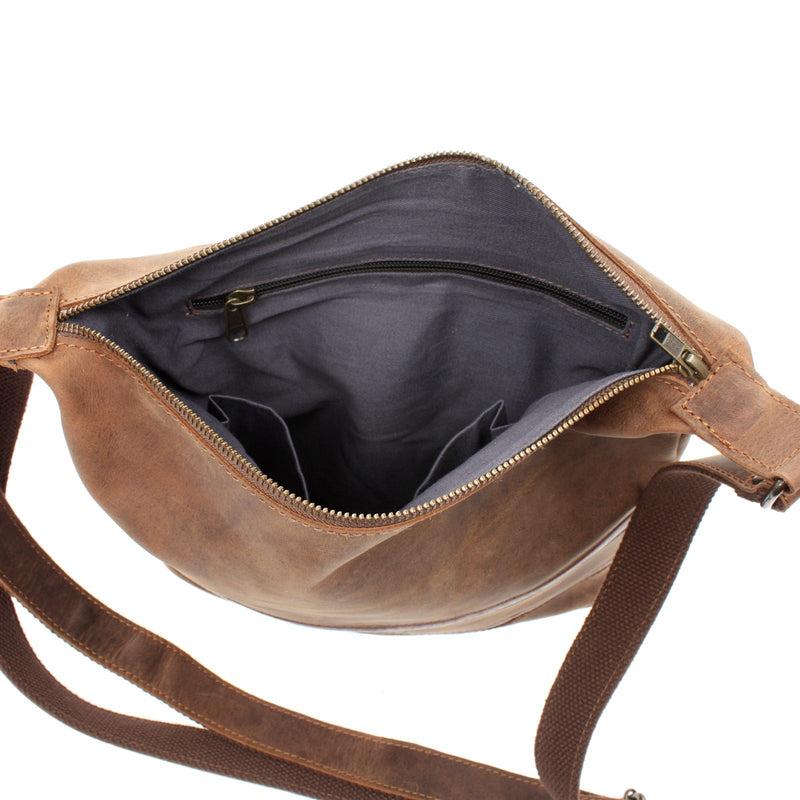 Leconi Umhängetasche Schultertasche Damentasche Ledertasche Leder vintage-braun LE3076 Exklusivangebot