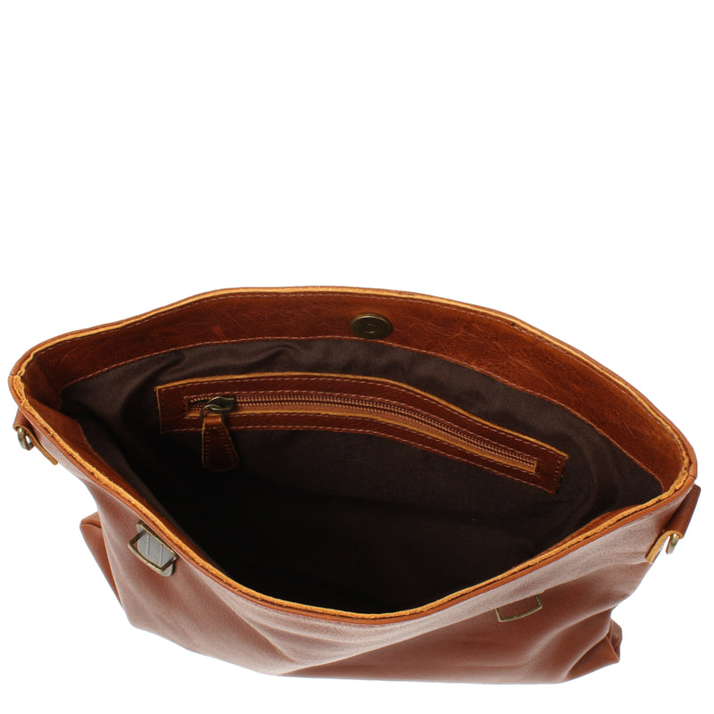 Leconi kleine Umhängetasche Schultertasche Damen und Herren Leder braun LE3079 Preisnachlass