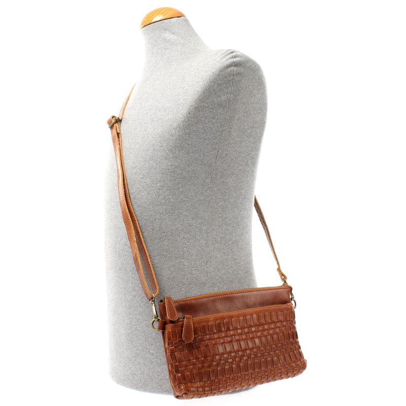 Leconi kleine Umhängetasche Schultertasche Damentasche Clutch Leder braun LE3081 Black Friday