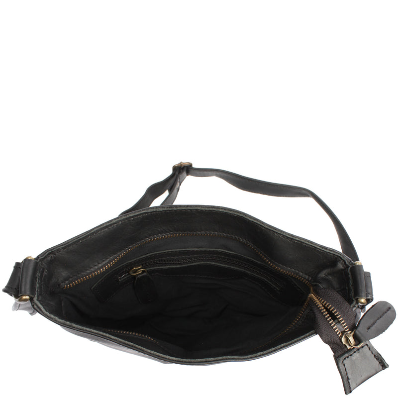 Leconi Umhängetasche Schultertasche Freizeittasche Damentasche Leder schwarz LE3058 Cyber Monday