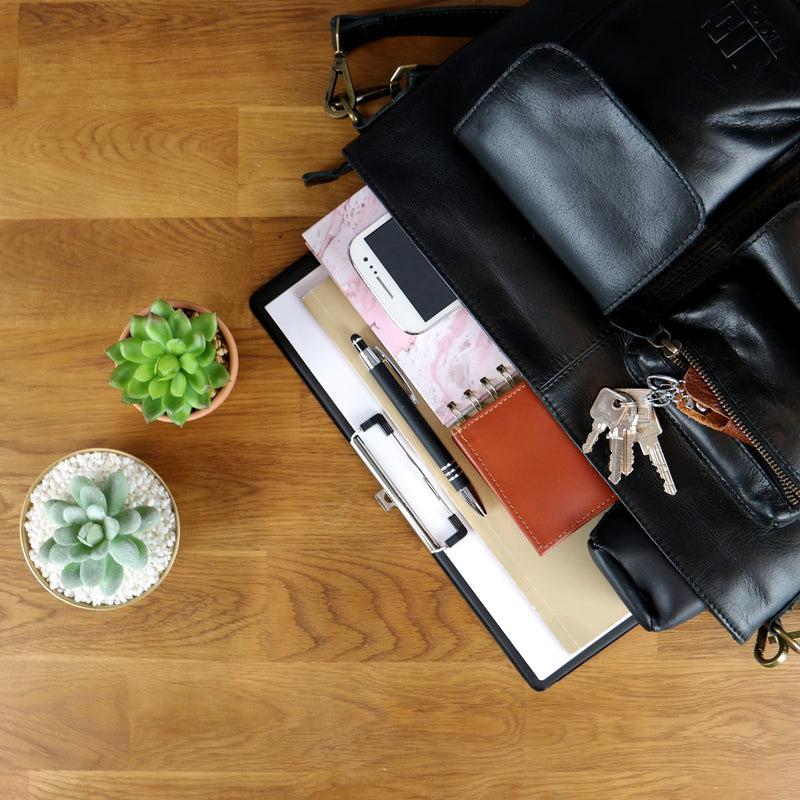Leconi Schultertasche Umhängetasche Ledertasche Leder Damen schwarz LE0062 Osterangebot