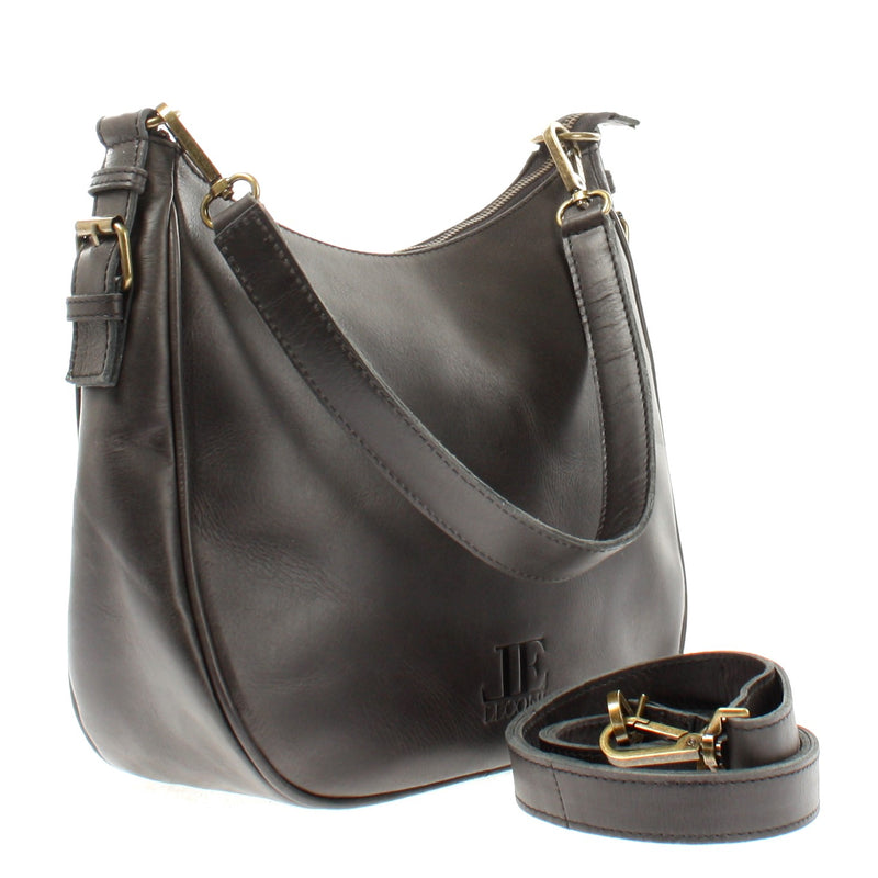 Leconi Schultertasche Ledertasche Handtasche Leder dunkelgrau LE0063 Muttertagsangebot
