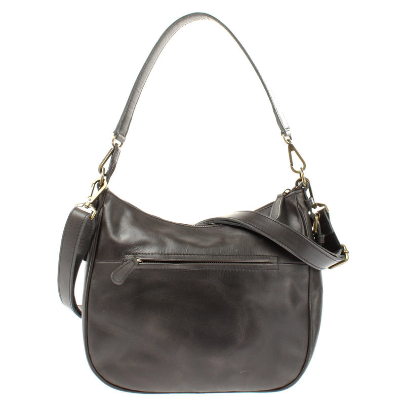 Leconi Schultertasche Ledertasche Handtasche Leder dunkelgrau LE0063 Muttertagsangebot