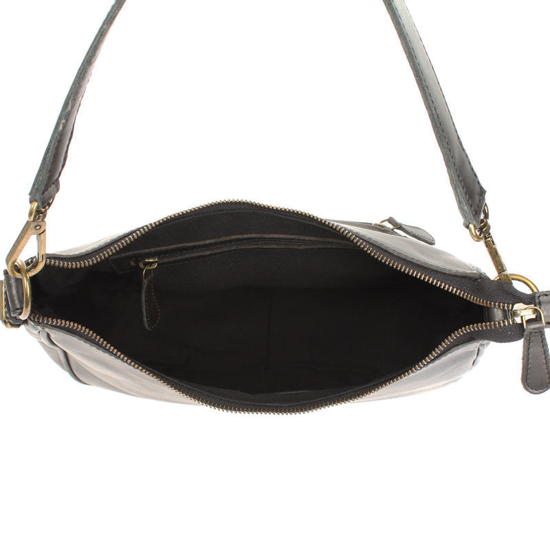 Leconi Schultertasche Ledertasche Handtasche Leder dunkelgrau LE0063 Muttertagsangebot
