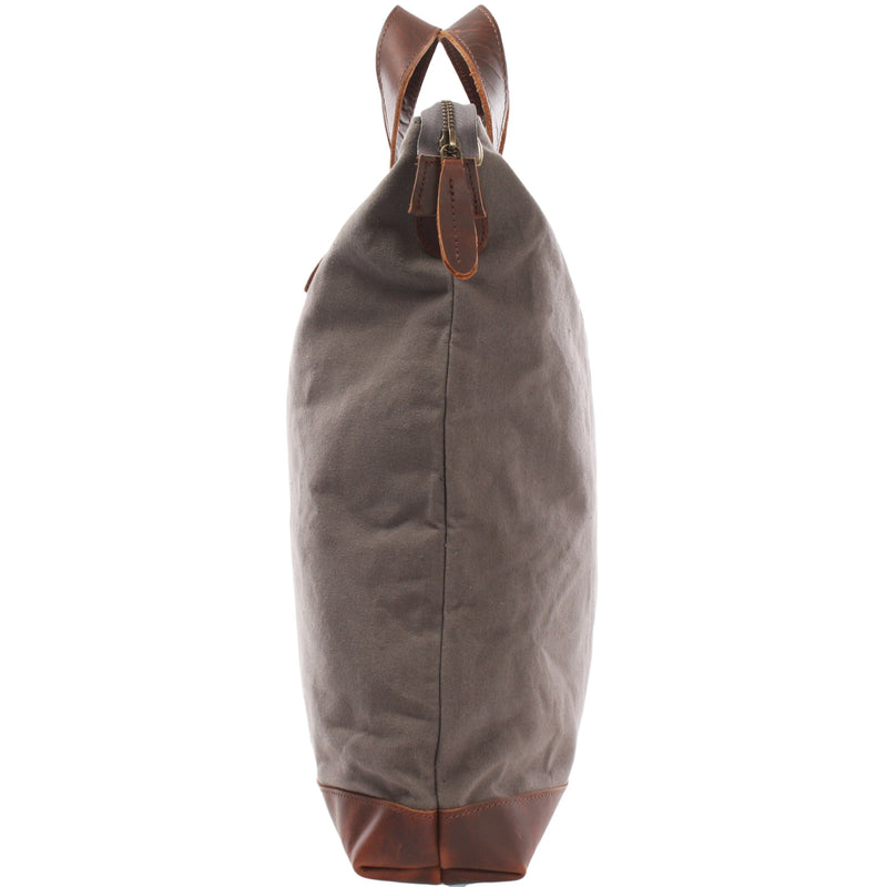 Leconi Shopper Henkeltasche Damen Canvas Leder braun grau LE0037 Jubiläumsangebot