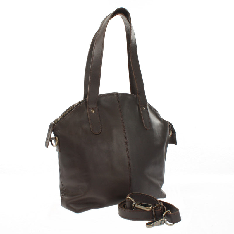 Leconi Shopper Schultertasche Damen Handtasche Ledertasche Henkeltasche Leder dunkelbraun LE0060 Heißer Verkauf