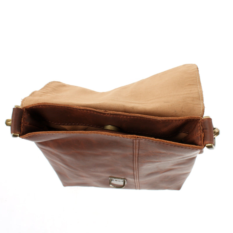 Leconi kleine Umhängetasche Damentasche Herrentasche Ledertasche braun LE3033 Top Angebot