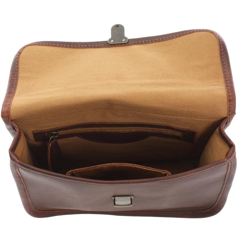 Leconi kleine Schultertasche Ledertasche Damentasche Leder braun LE3041 Neueste Mode