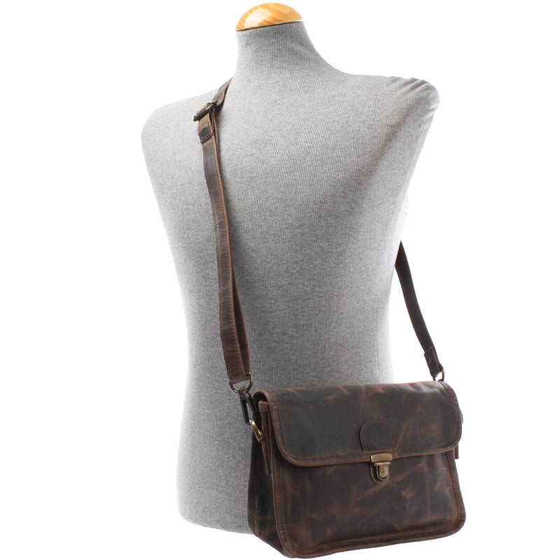 Leconi kleine Schultertasche Umhängetasche Leder Leder schlamm LE3041 Online Outlet
