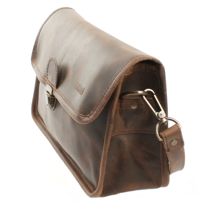 Leconi Schultertasche Umhängetasche Damen Leder gewachstes Rindsleder schlamm LE3044 Zeitlich begrenztes Angebot