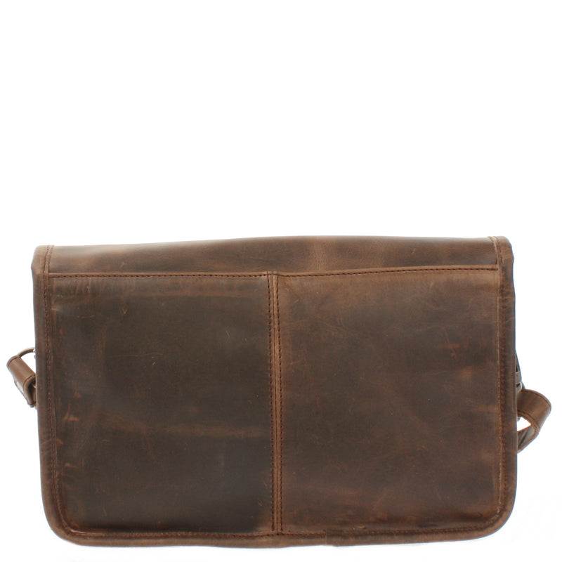 Leconi Schultertasche Umhängetasche Damen Leder gewachstes Rindsleder schlamm LE3044 Zeitlich begrenztes Angebot