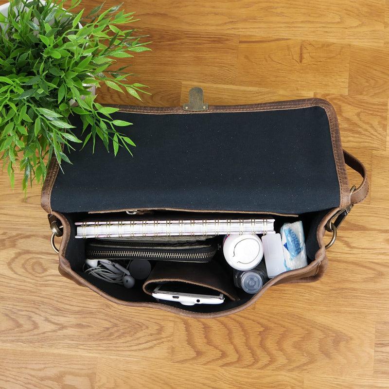 Leconi Schultertasche Umhängetasche Damen Leder gewachstes Rindsleder schlamm LE3044 Zeitlich begrenztes Angebot