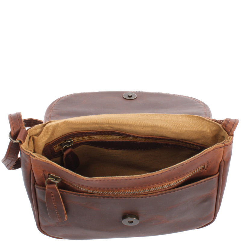 Leconi kleine Umhängetasche Ledertasche Damentasche Schultertasche Leder braun LE3047 Blitzangebot