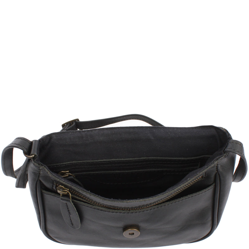 Leconi kleine Umhängetasche Ledertasche Damentasche Schultertasche Leder schwarz LE3047 Neuheiten