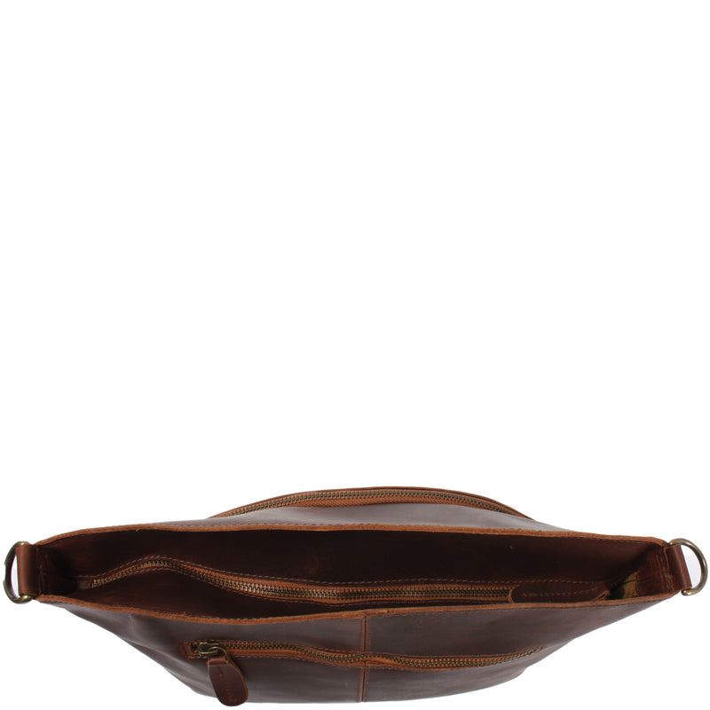 Leconi Umhängetasche Schultertasche Freizeittasche Leder braun LE3050 Bestseller