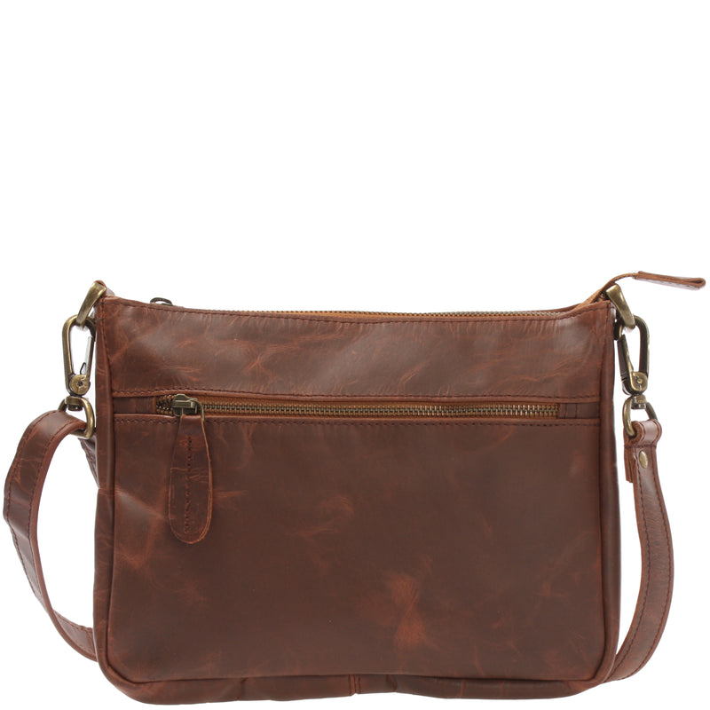 Leconi kleine Umhängetasche Damentasche Clutch Leder braun LE3051 Kauf eins, bekomm eins gratis