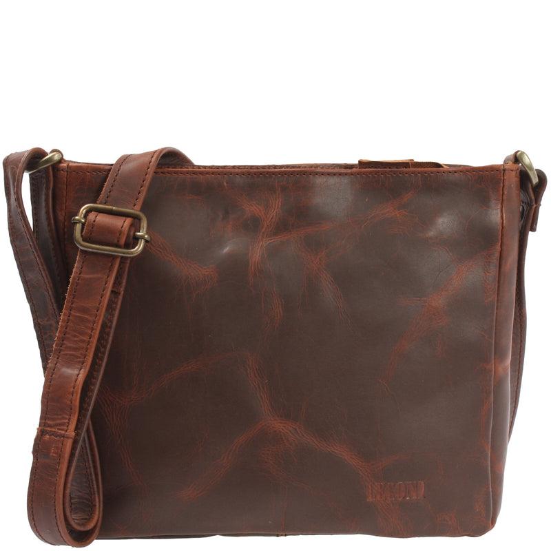 Leconi Umhängetasche Schultertasche Freizeittasche Leder braun LE3058 Sonderangebote