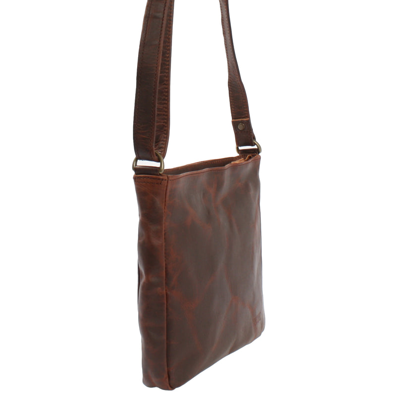 Leconi Umhängetasche Schultertasche Freizeittasche Leder braun LE3058 Sonderangebote
