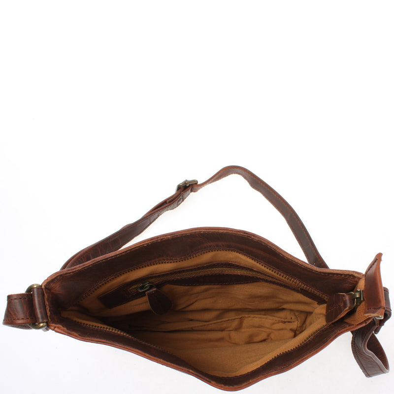 Leconi Umhängetasche Schultertasche Freizeittasche Leder braun LE3058 Sonderangebote