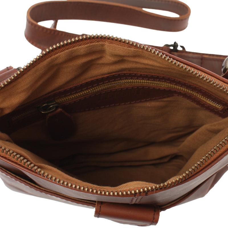 Leconi kleine Umhängetasche Damentasche Herrentasche Ledertasche braun LE3060 Riesige Ersparnisse