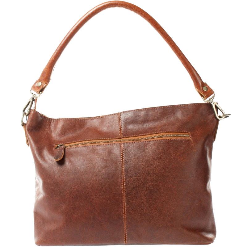 Leconi Schultertasche Umhängetasche Ledertasche Leder Damen braun LE0062 Tiefpreis