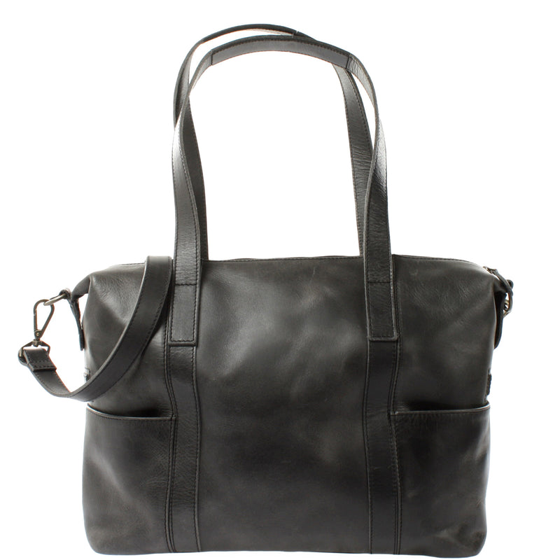 Leconi Shopper Schultertasche Henkeltasche Damen Handtasche Leder dunkelgrau LE0061 Letzte 3 Tage