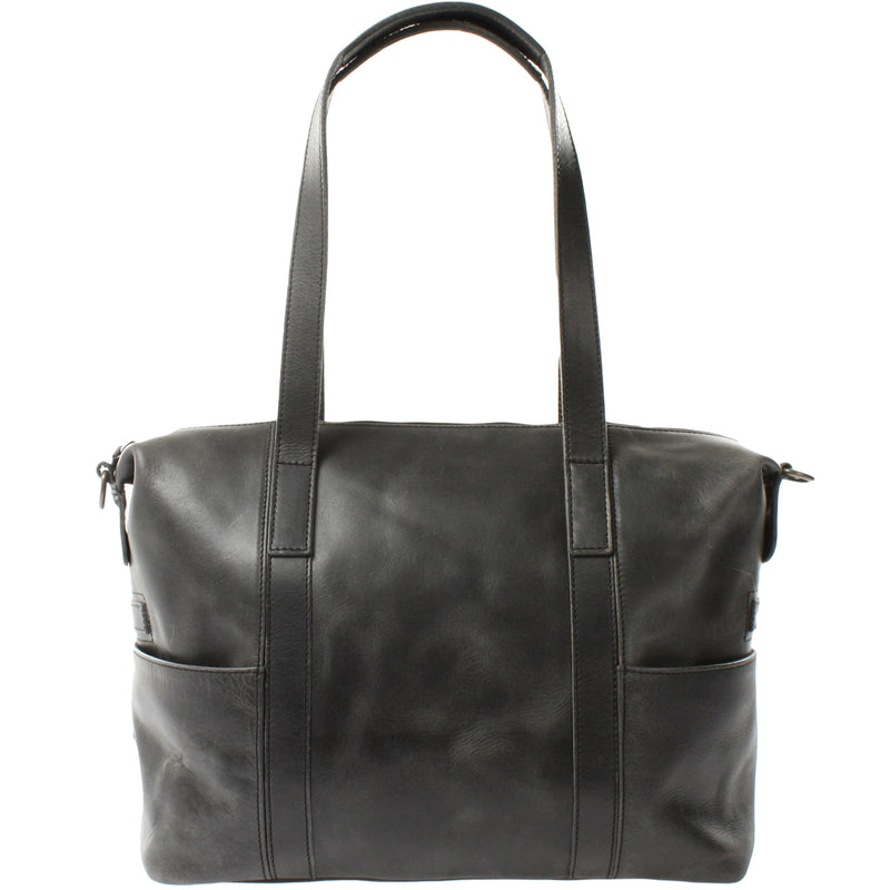 Leconi Shopper Schultertasche Henkeltasche Damen Handtasche Leder dunkelgrau LE0061 Letzte 3 Tage