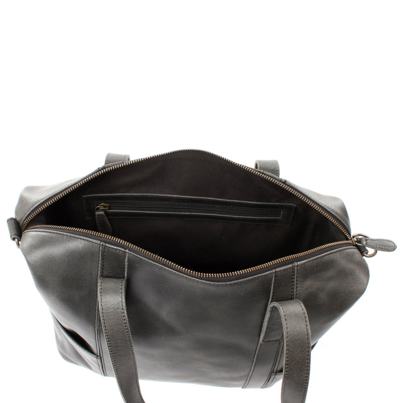 Leconi Shopper Schultertasche Henkeltasche Damen Handtasche Leder dunkelgrau LE0061 Letzte 3 Tage