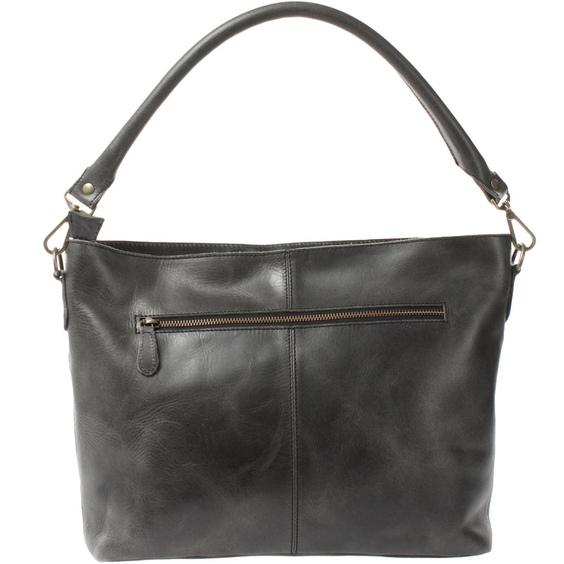 Leconi Schultertasche Umhängetasche Ledertasche Leder Damen dunkelgrau LE0062 JETZT KAUFEN