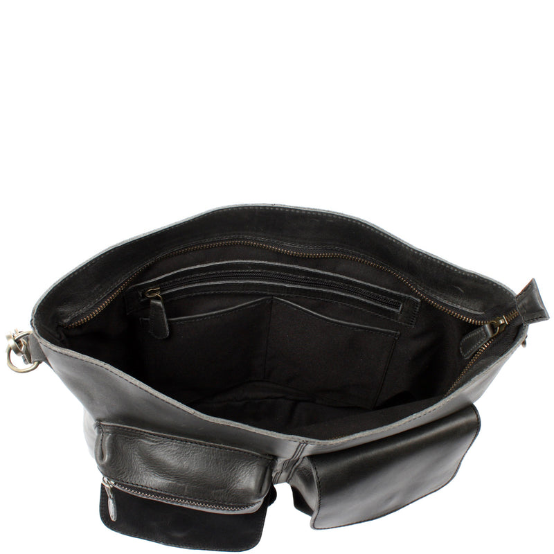 Leconi Schultertasche Umhängetasche Ledertasche Leder Damen dunkelgrau LE0062 JETZT KAUFEN
