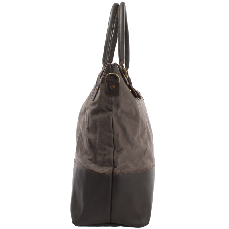 Leconi XXL Shopper Schultertasche Beuteltasche Leder Canvas grau LE2005 Neueste Stile
