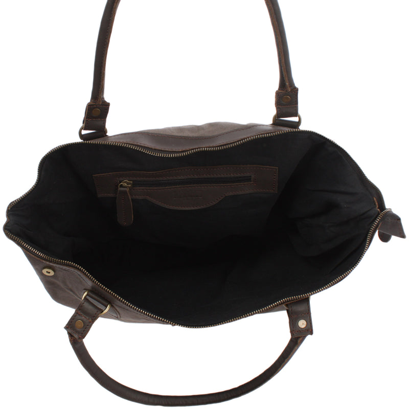 Leconi XXL Shopper Schultertasche Beuteltasche Leder Canvas grau LE2005 Neueste Stile