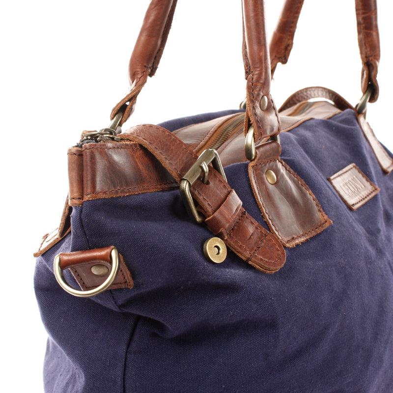 Leconi XXL Shopper Schultertasche Beuteltasche Leder Canvas navy LE2005 Zeitbegrenzte Promotion