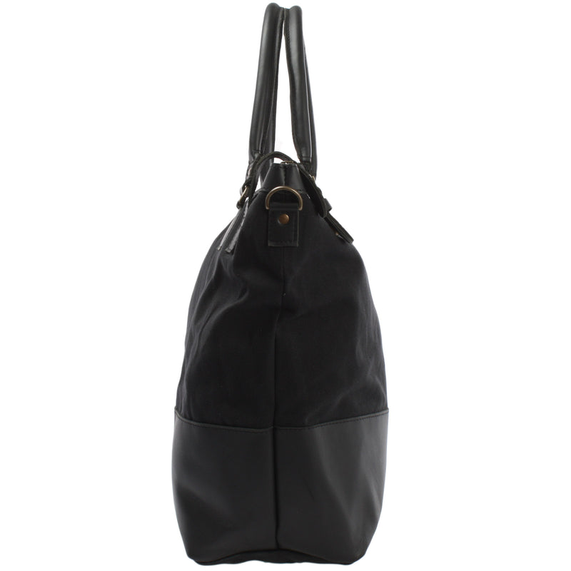 Leconi XXL Shopper Schultertasche Beuteltasche Leder Canvas schwarz LE2005 Bis zu 50% Rabatt