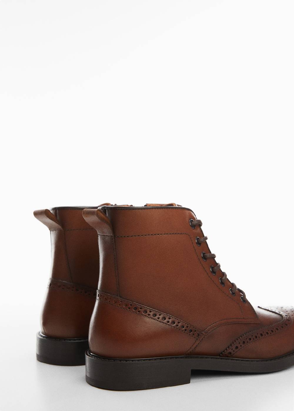 Mango Lederstiefelette mit Stanzdetails Versandkostenfrei