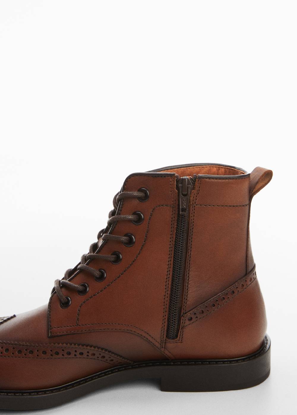 Mango Lederstiefelette mit Stanzdetails Versandkostenfrei