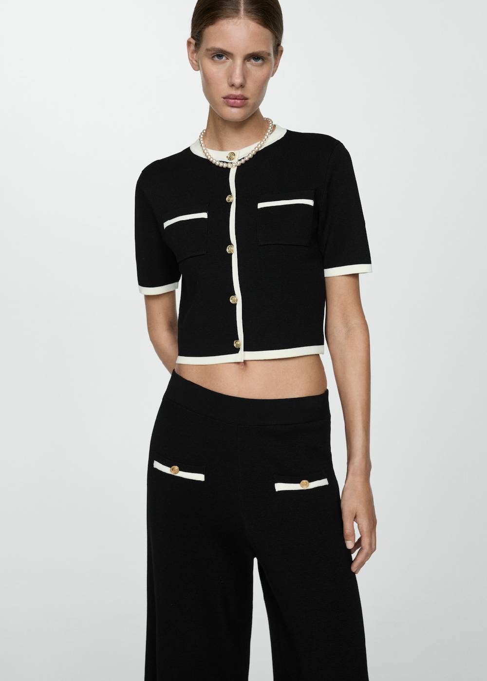 Mango Gerade Hose mit Kontrastborten Black Friday