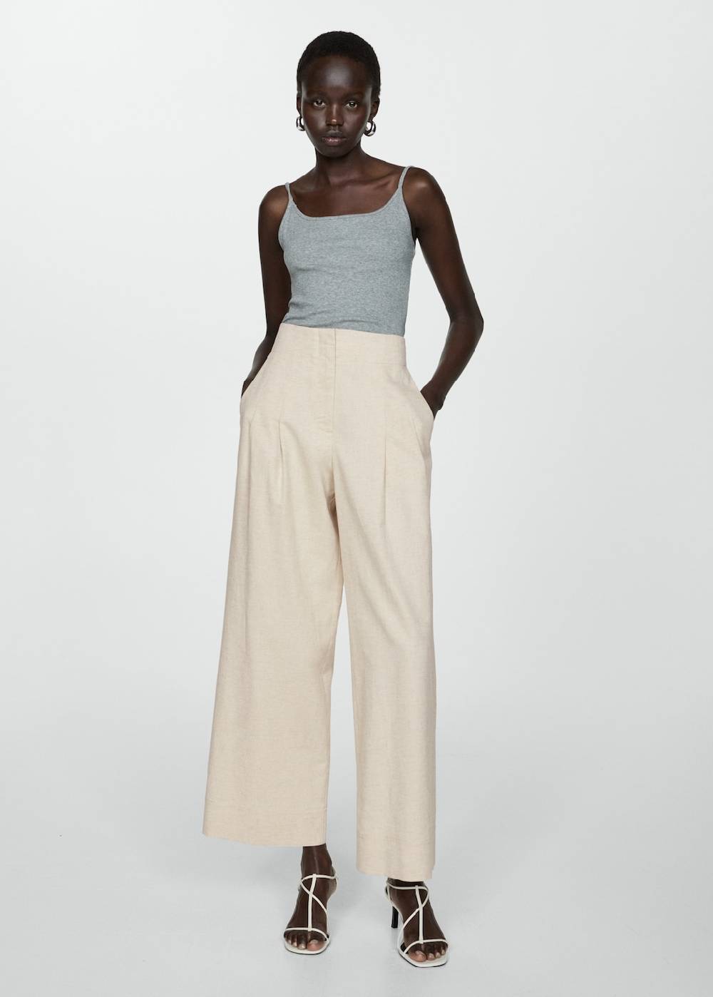 Mango Wideleg-Bundfaltenhose Im Verkauf