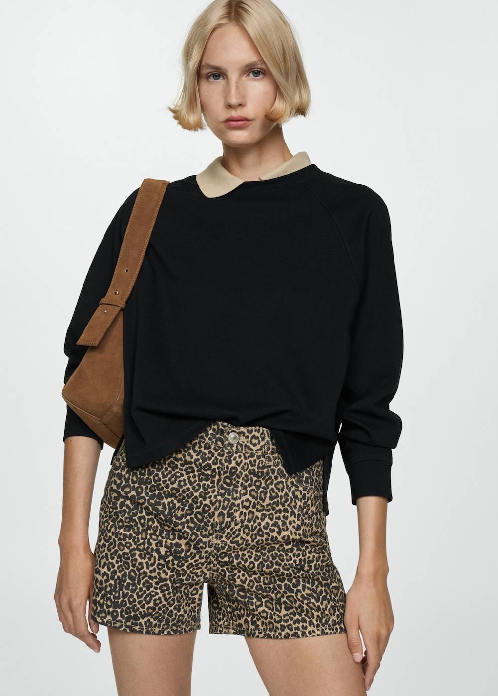 Mango Gerade Shorts mit Leopardenmuster Online