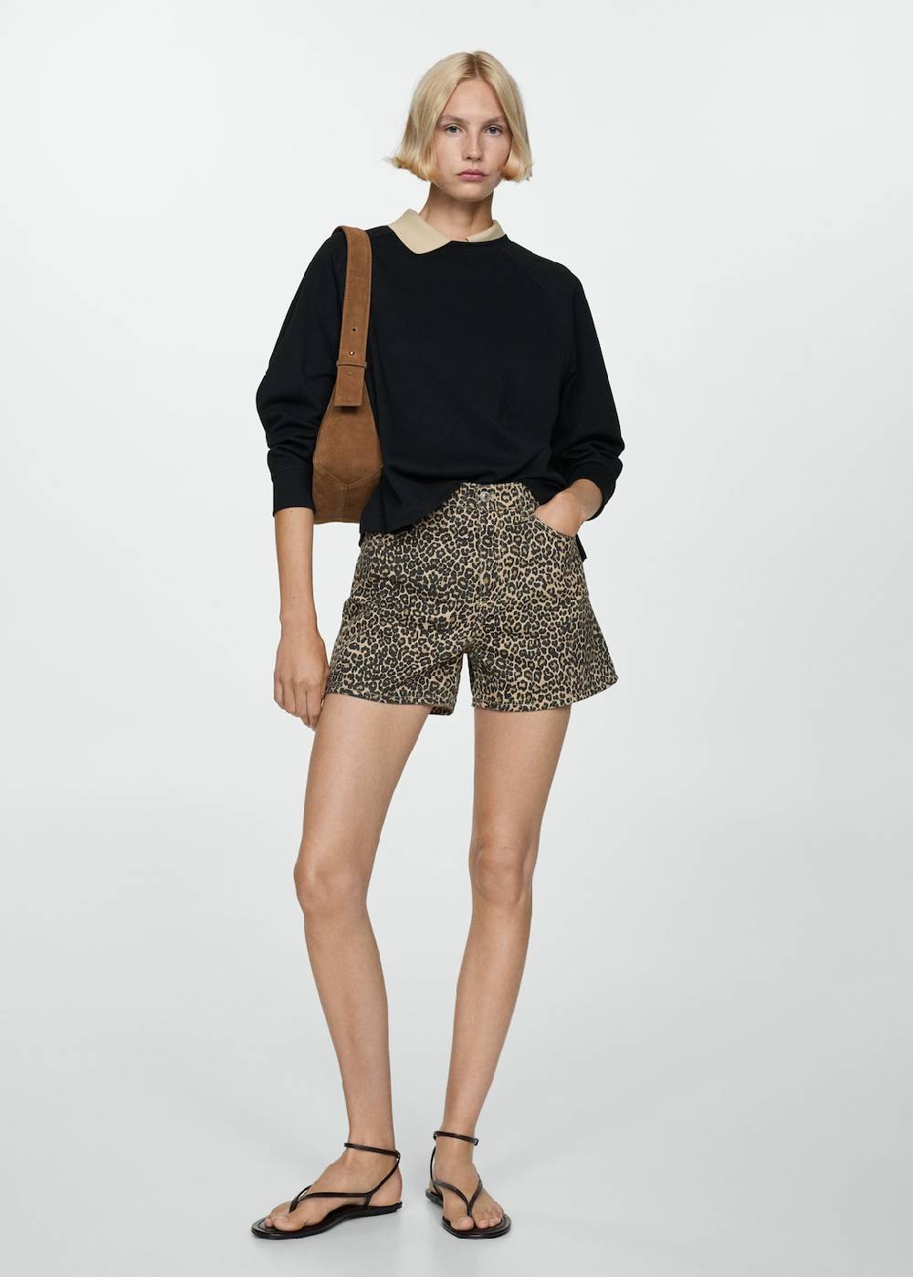 Mango Gerade Shorts mit Leopardenmuster Online