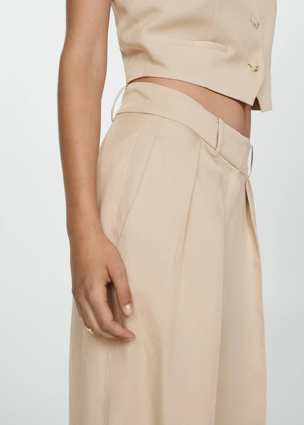 Mango Wideleg-Hose aus Lyocell Auslauf