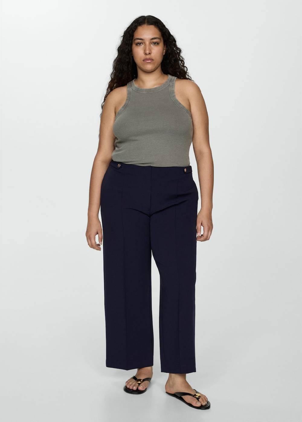 Mango Gerade Hose mit Knöpfen Angebote