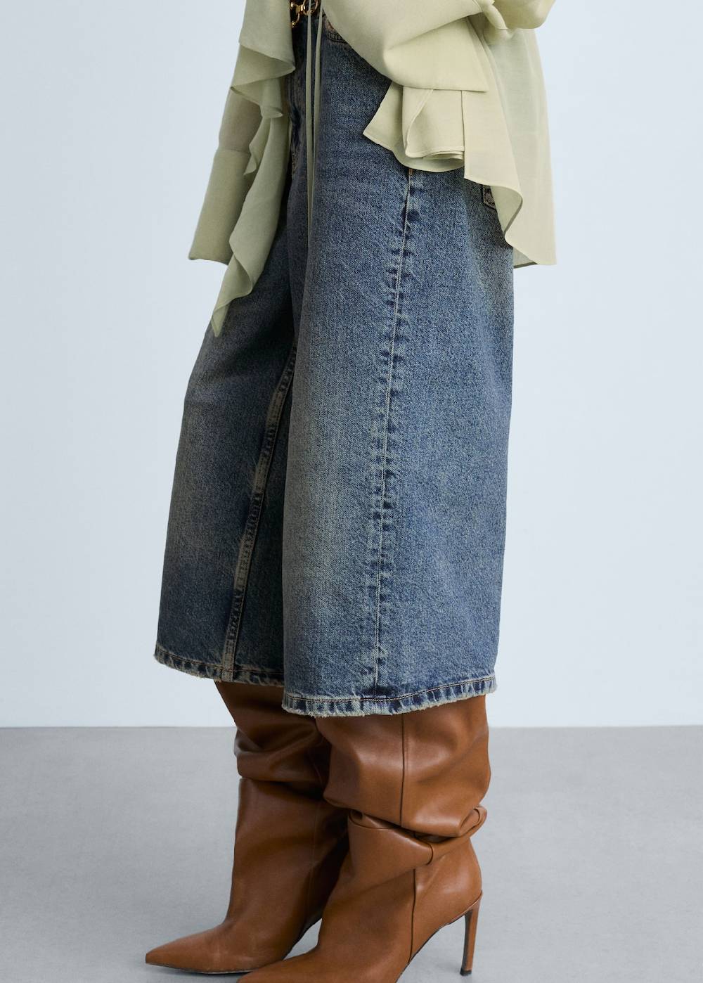 Mango Wideleg-Jeans-Bermudashorts Flash Sale