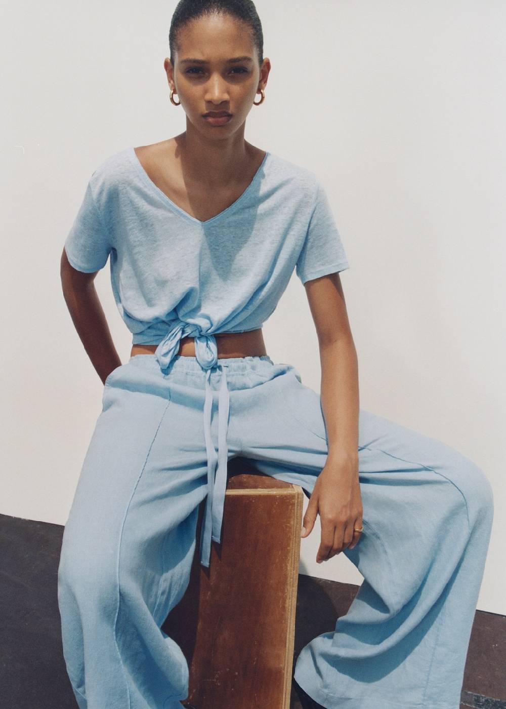 Mango Wideleg-Hose aus 100 % Leinen Cyber Monday