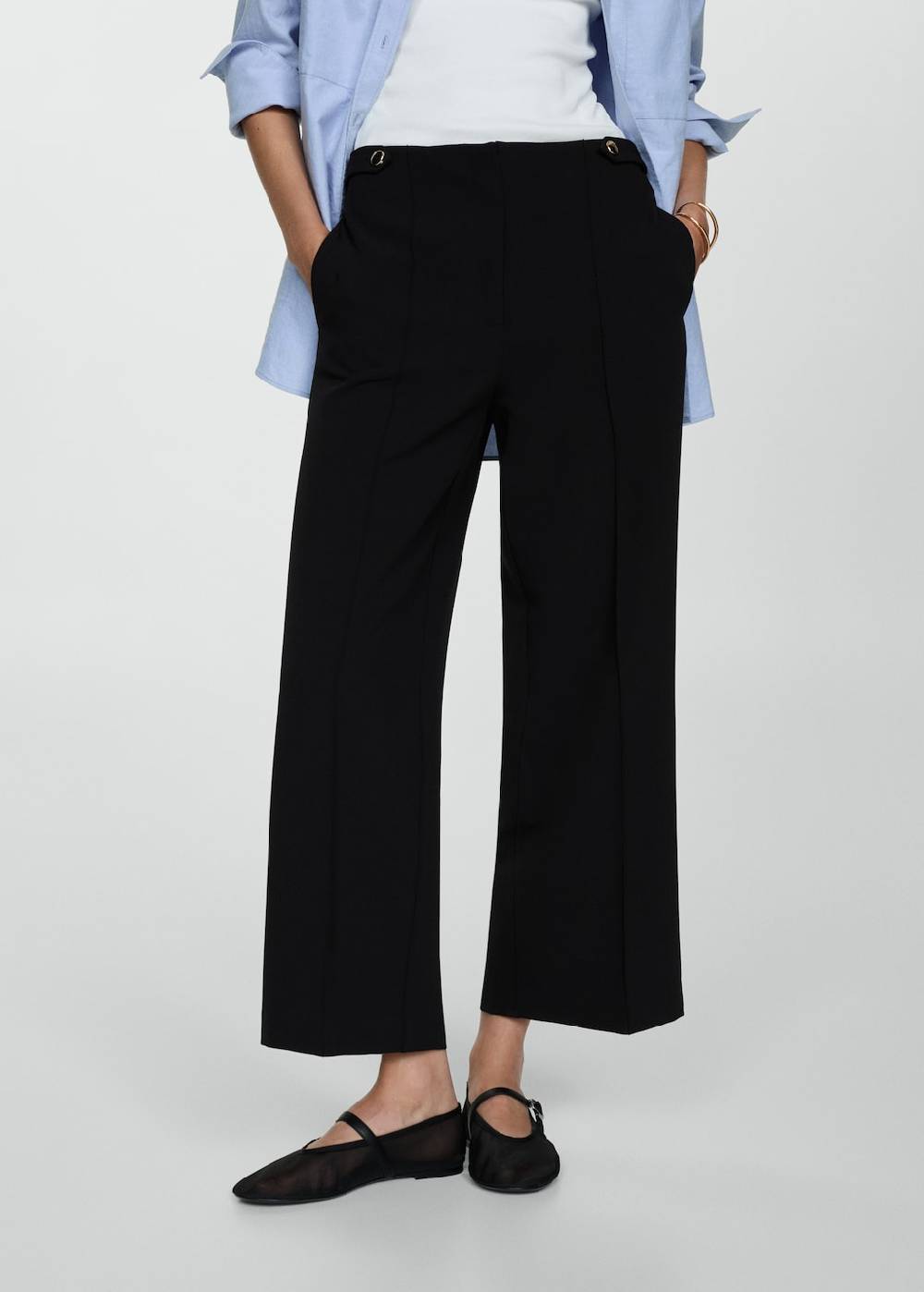 Mango Gerade Hose mit Knöpfen Zeitlich begrenztes Angebot