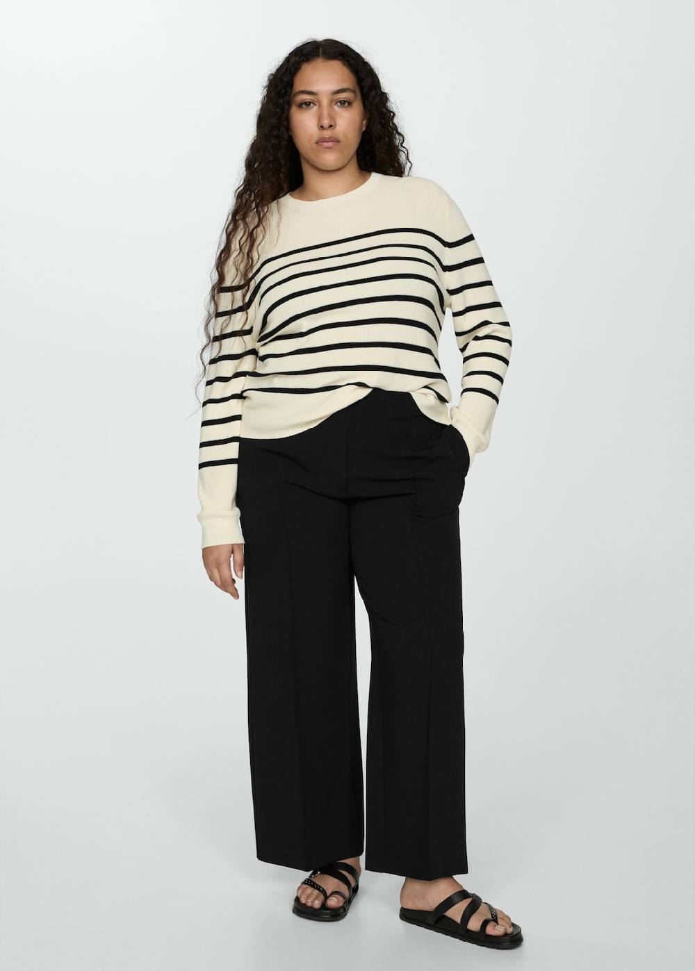 Mango Gerade Hose mit Knöpfen Zeitlich begrenztes Angebot