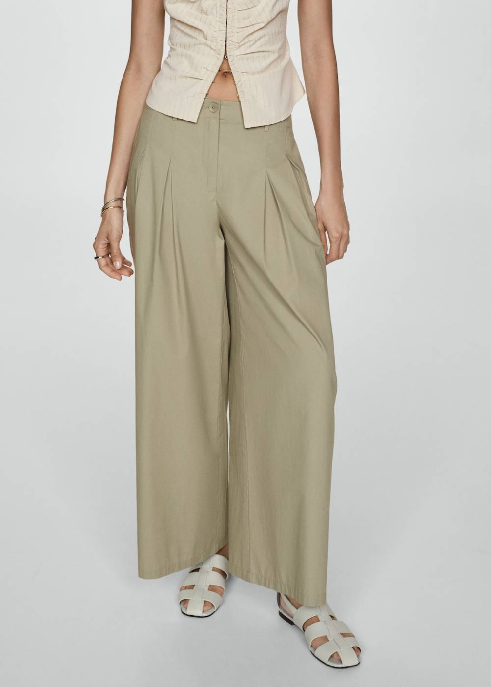 Mango Baumwollhose mit Bundfalten Bestseller