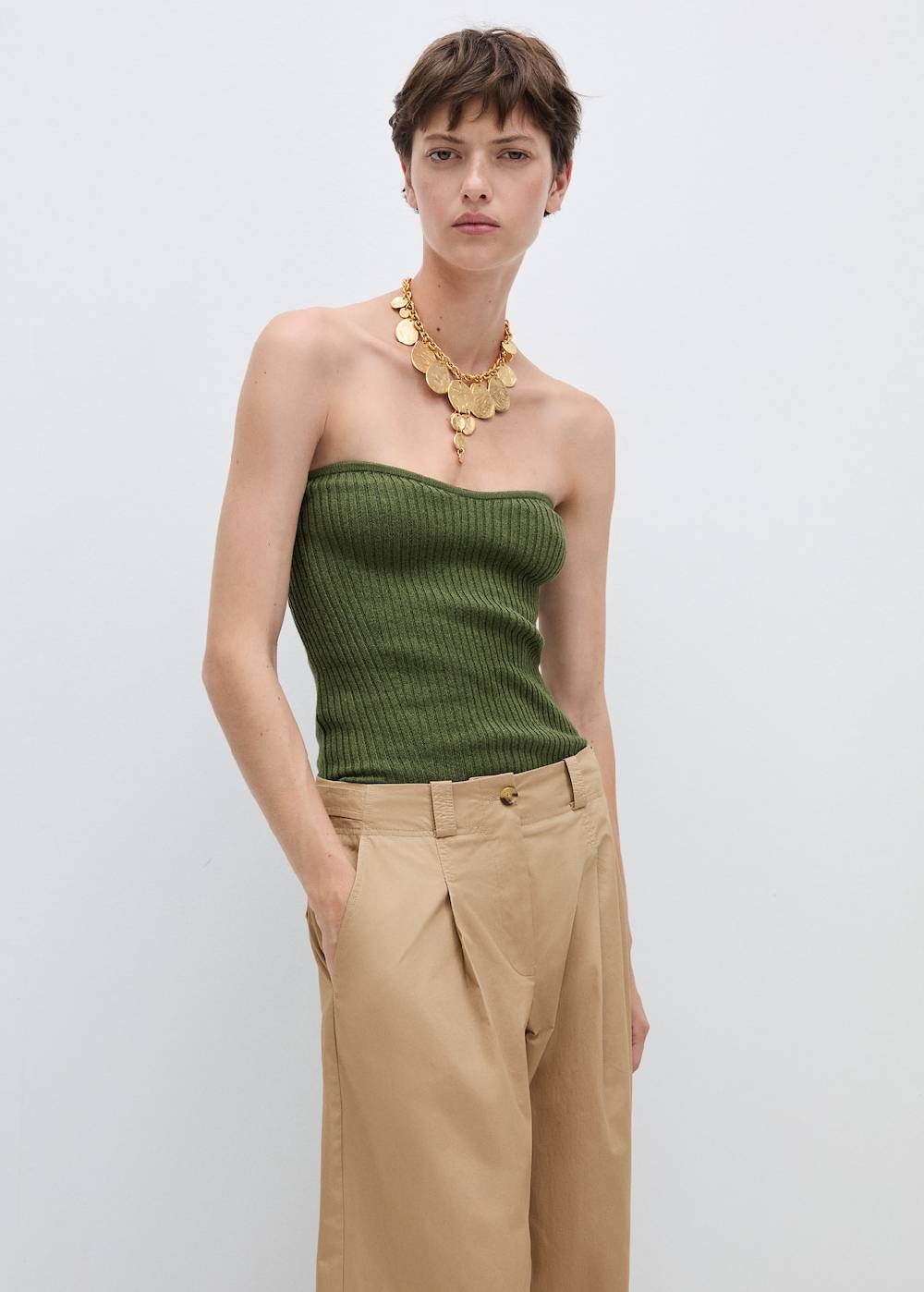 Mango Wideleg-Bundfaltenhose Sonderangebote