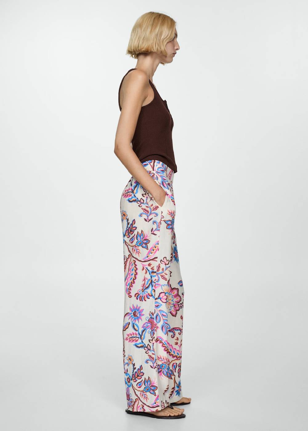 Mango Gerade Hose mit floralem Print Vierteljährliche Förderung